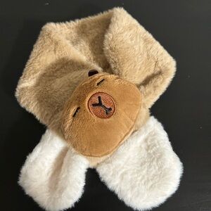 New- Kids brown faux fur capybara plush scarf.